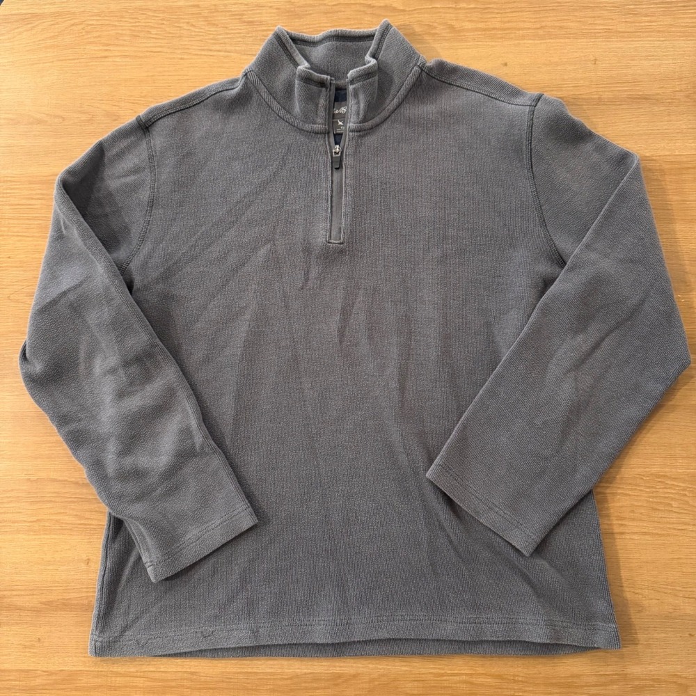 Eddie Bauer Mens XL Tall Gray Fleece 1/4 Zip Pullover Long Sleeve Sweatshirt‎
